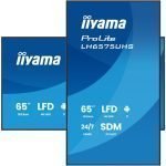MONITOR IIYAMA 65" (LH6575UHS-B1AG)3840X2160, UHD IPS PANEL, OPERACION 24/7 500CD/M, LANDSCAPE PORTRAIT, SIGNAL FAILOVER, SPEAKERS 2X 10W, MULTIPLE INPUTS (DVI-I (VGA),HDMI 3X, DP-OUT ,USB 2.0 X2, WIFI, LAN, MEDIA PLAY USB PORT, CONTROL LAN/RS232 - Imagen 4