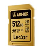 LEXAR 512GB PROFESSIONAL ARMOR GOLD SDXC UHS-II CARDS,  UP TO 280MB/S READ 210MB/S WRITE C10 V60 U3,STAINLESS STEEL CASING, IP68