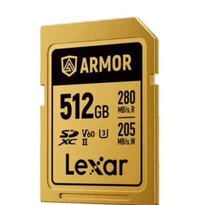 LEXAR 512GB PROFESSIONAL ARMOR GOLD SDXC UHS-II CARDS,  UP TO 280MB/S READ 210MB/S WRITE C10 V60 U3,STAINLESS STEEL CASING, IP68