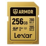 LEXAR 256GB PROFESSIONAL ARMOR GOLD SDXC UHS-II CARDS,  UP TO 280MB/S READ 210MB/S WRITE C10 V60 U3,STAINLESS STEEL CASING, IP68