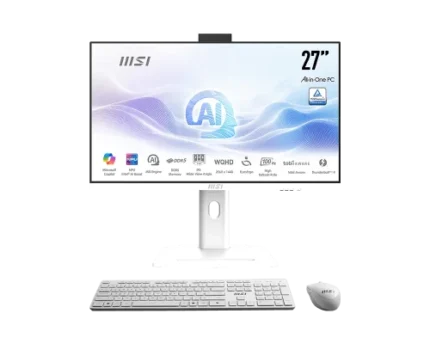MSI AIO MODERN AM273QP AI 1UM-406EU. 27” IPS PANEL 2560 X 1440 (WQHD) 100HZ . INTEL  IRIS XE GRAPHICS. SO-DIMM DDR5 16GB (8GB*2). 512G M.2 PCIE SSD. W11 PRO.BLANCO