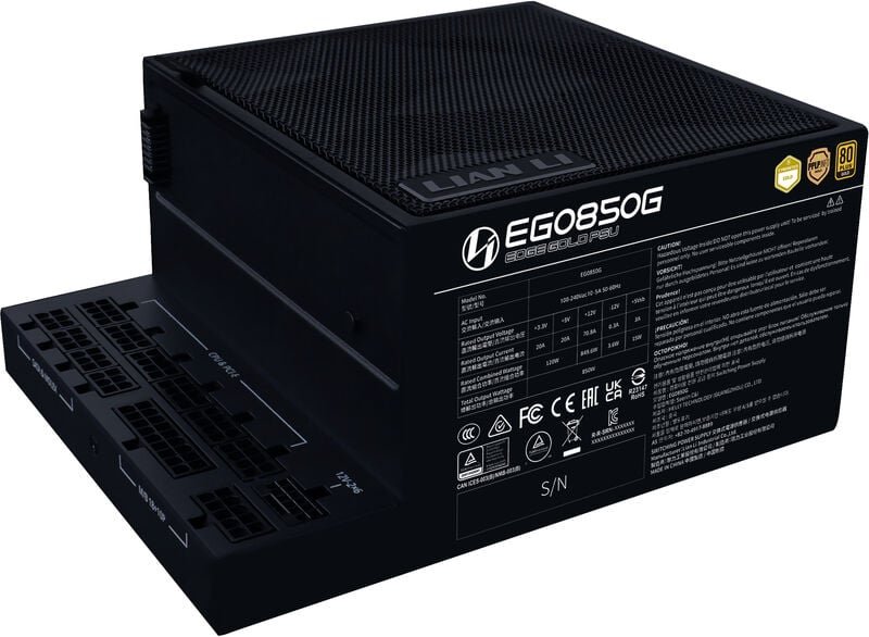e1c87cd015a4a1cbc46fa2efc0d380f88c7e4936 Fuente de Alimentación Modular Lian Li Edge 850W 80+ Oro Negro - Imagen 1
