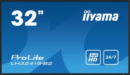 MONITOR IIYAMA 32" 1920X1080, IPS PANEL, 1% HAZE, LANDSCAPE AND PORTRAIT MODE, SPEAKERS 2X 10W , VGA, 3X HDMI, 500CD/M², MEDIA PLAY USB PORT, CONTROL LAN / RS232C, VESA 200X200 (LH3241S-B2)